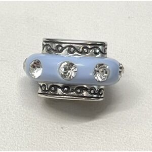 BRIGHTON Blue Dazzle Enamel Crystal Rhinestone Spacer Bead Charm Silver Tone